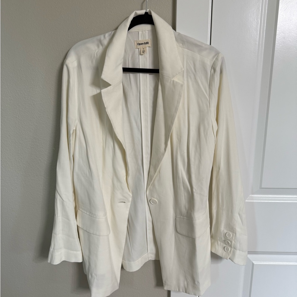 Open Edit Women's Elegant Cream Blazer